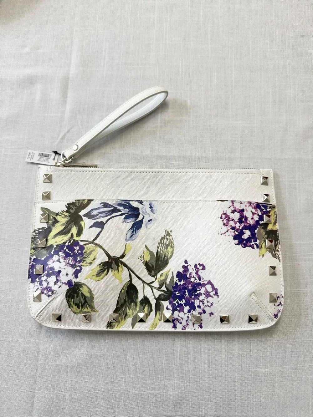 WHBM White Floral Pouch/Wristlet NWT Bag Purse Casual Party
